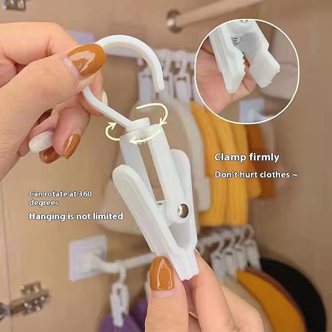 20pcs Laundry Hooks with Clips Super Strong Plastic Home Travel Swivel Hanging - Image 6