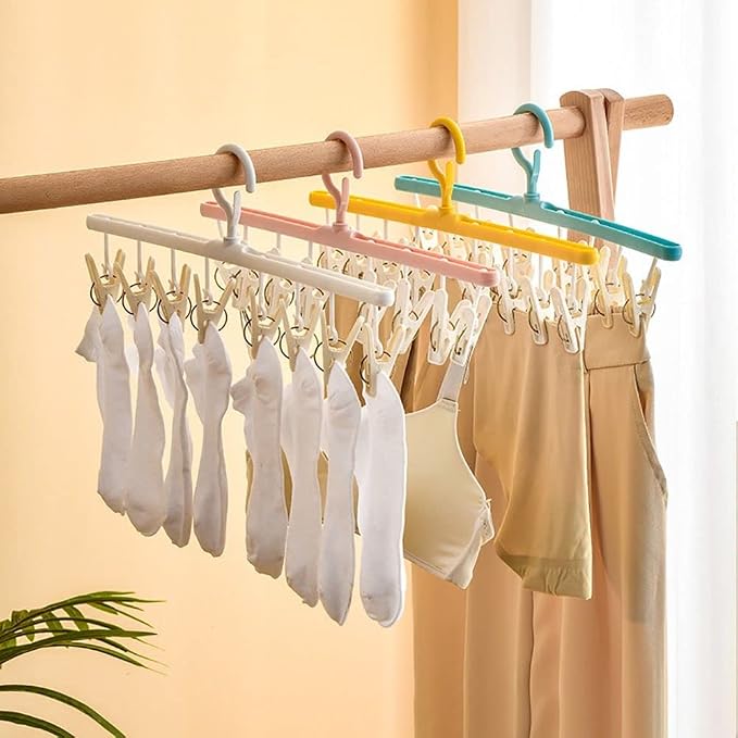 gofidin 2 Pack Drying Sock Rack Windproof Clothes Rack Multi Clip Dormitory - Image 4