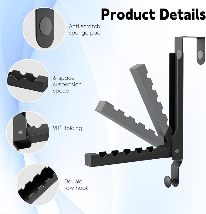 2 Pack Over The Door Hanger Folding Clothes Drying Rack, Folding Hanging Coat - Image 4