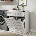 White Laundry Cabinet with 2 Removable Laundry Baskets & 2 Drawers – Laundry by Unknown