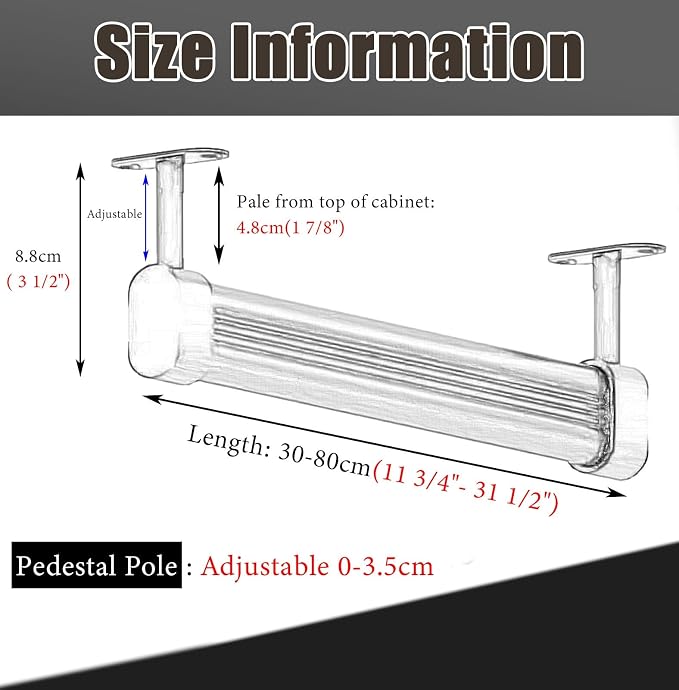 Closet Rod 6 Pcs Ceiling Mount Closet Rod Holders, Space Saving Wardrobe - Image 3
