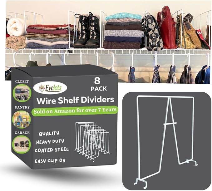 Evelots Tall Wire Shelf Dividers -8 Pack- Closet Storage & Organization by Evelots