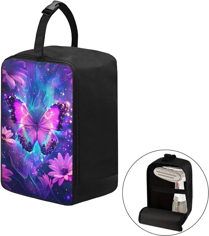 Steamer Carrying Case Purple Butterfly Lightweight Zippered Organizer - Image 2