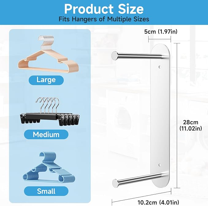 Hanger Holder for Laundry Room, Wall Mounted Clothes Hanger Organizer Stacker - Image 5