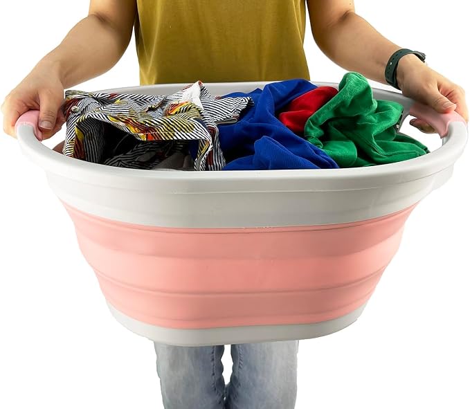 SAMMART Collapsible Plastic Oval Laundry Basket - Image 5