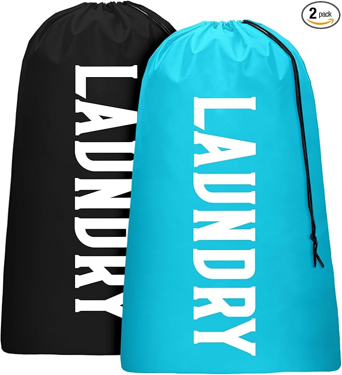 2 Pack XL Travel Laundry Bag, Machine Washable Dirty Clothes Organizer by Fiodrimy