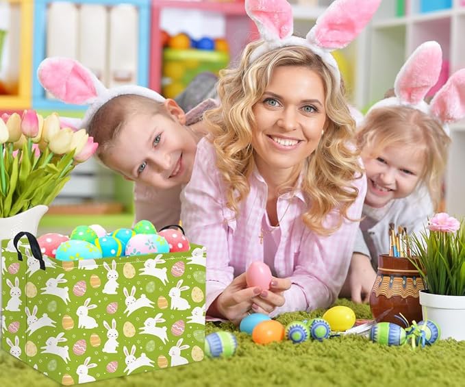 HIYAGON Rectangular Easter Basket Easter Gift Basket Kids Storage Basket Kids - Image 3