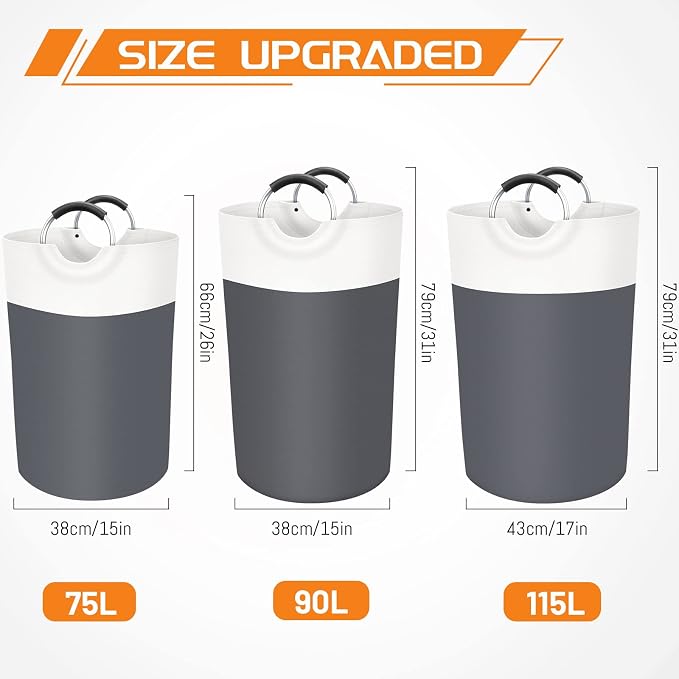 BlissTotes 115L Laundry Basket, Freestanding Laundry Hamper, Collapsible Dirty - Image 2
