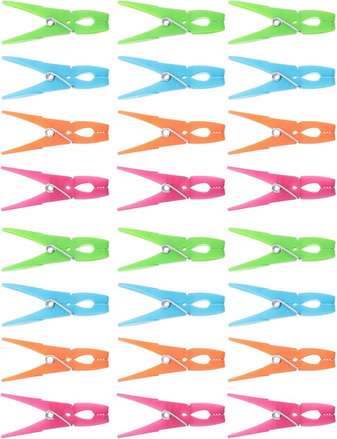 48pcs Colorful Plastic Clothes Drying Clips Windproof Laundry Pegs Sock Clips by WATIIFUFU