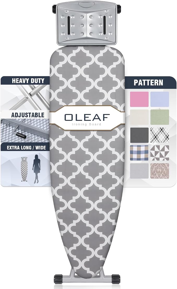 oleaf Ironing Board with Cover and Thicken Pad 43 x 13 Height Adjustable Full by oleaf