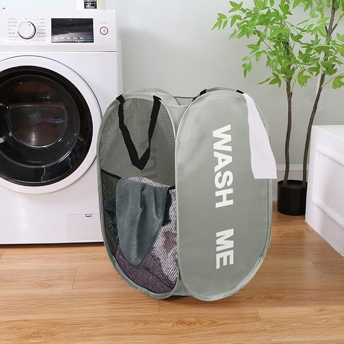 Mesh Popup Laundry Hampers, Collapsible Laundry Baskets, 2 Pack Dirty Clothes - Image 8