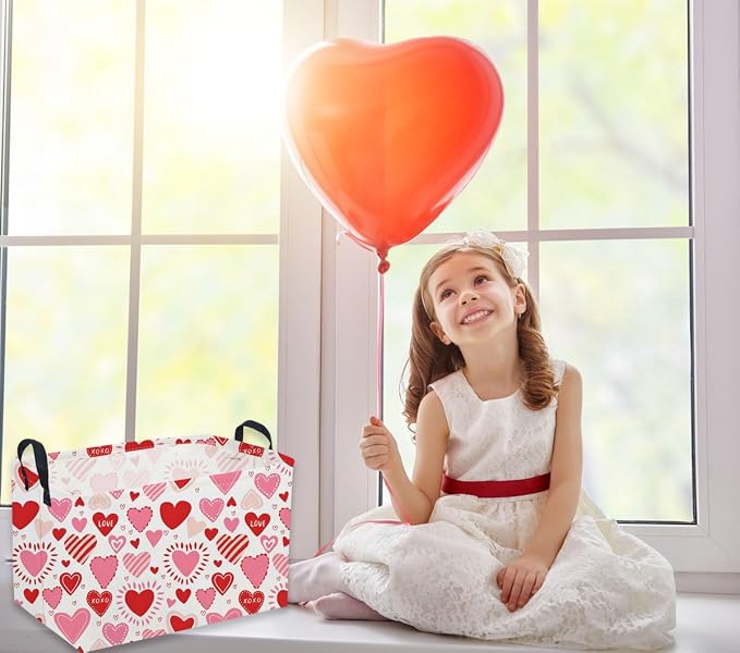 Sanjiaofeng Rectangular Valentine's Day Basket Love Storage Bins, Girls Storage - Image 3