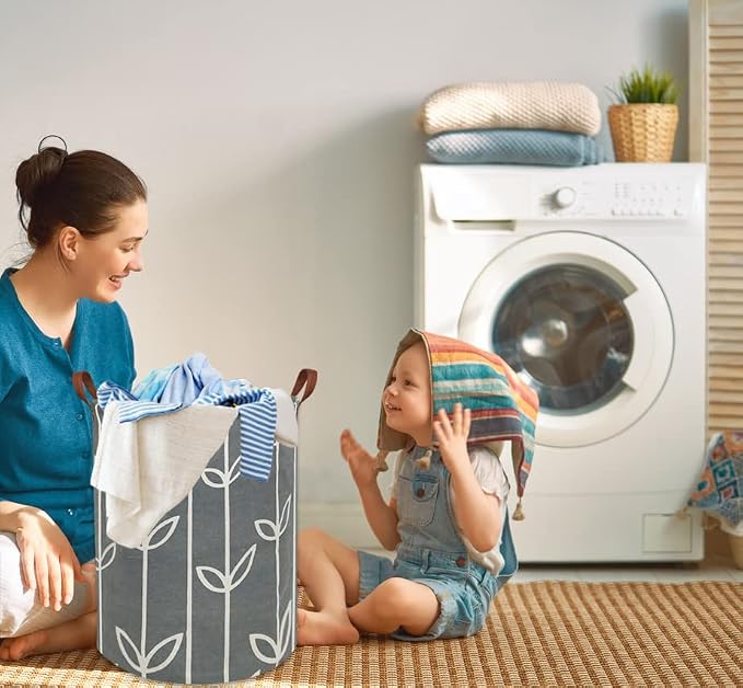 HIYAGON Large Storage Baskets, Waterproof Laundry Baskets, Collapsible Canvas - Image 2