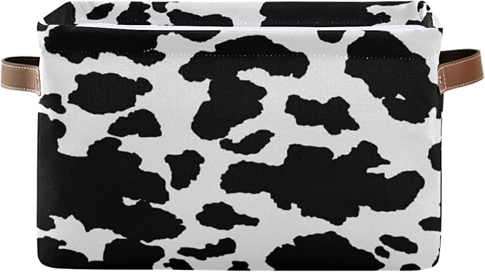 Storage Bins Cow Print Storage Basket Animal Milk Collapsible Storage Box by DJYQBFA