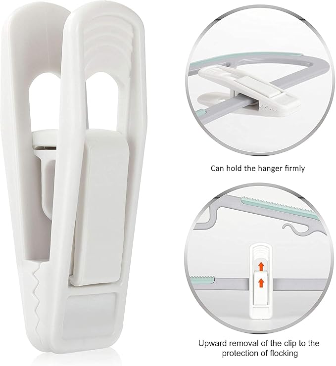 Tinfol White 60pc Clothes Hanger Connector Hooks and 20pc Hanger Clips - Image 3