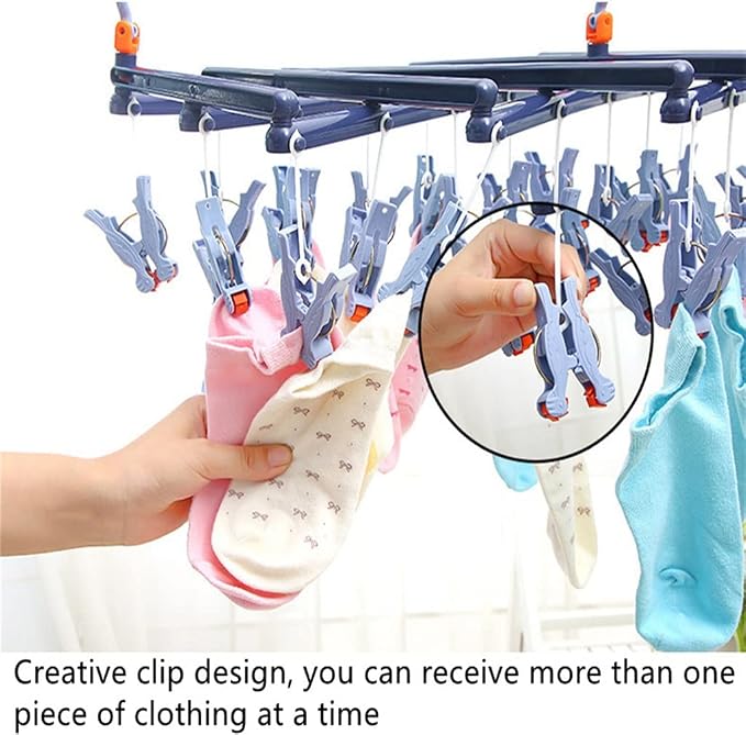 Retractable Clothespin Drying Rack Socks Underwear Multi-Clip Clothesline Home - Image 6