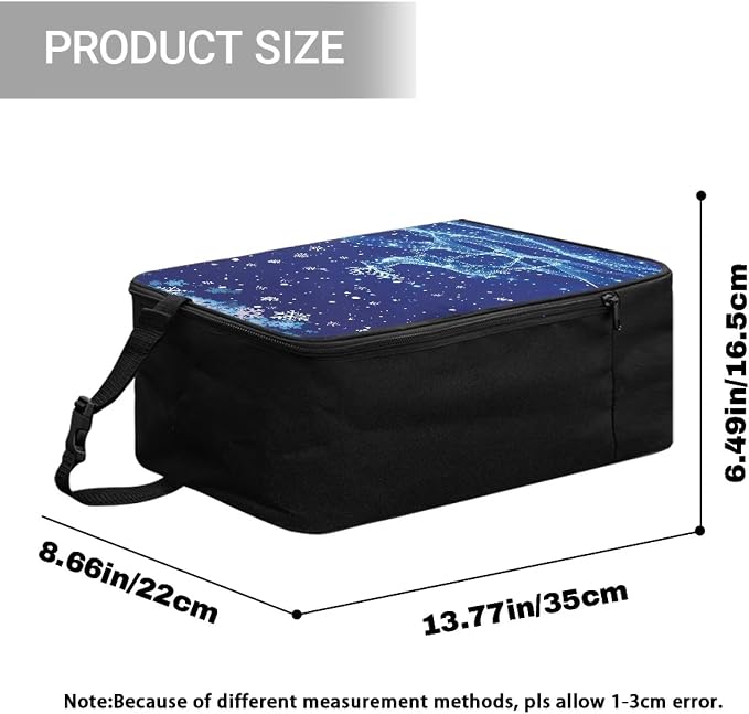 Steam Iron Storage Bag Blue Christmas Reindeer Zippered Handheld Steamer Case - Image 7