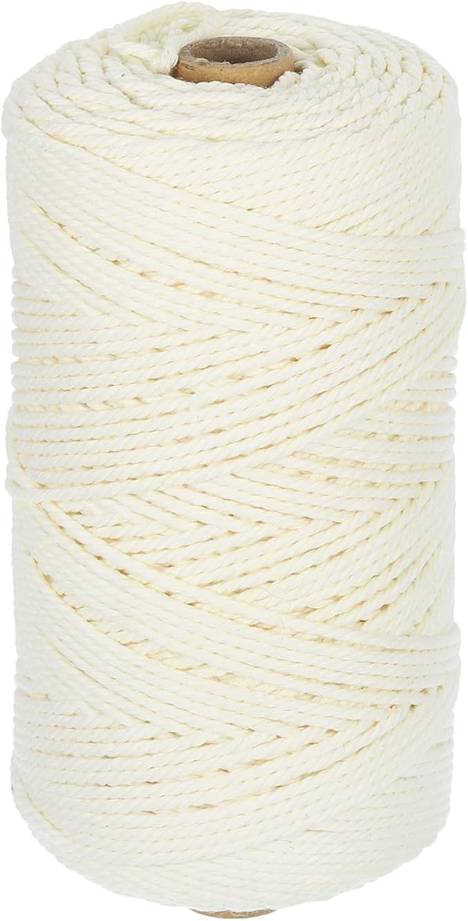 HARFINGTON Natural Macrame Cord 2mm x 220 Yards 3 Strand Twisted Cotton Macrame by HARFINGTON