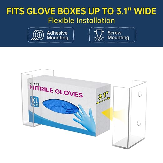 NiHome Clear Acrylic Wall Mount Glove Box Holder Tissue Box Dispenser - Image 3