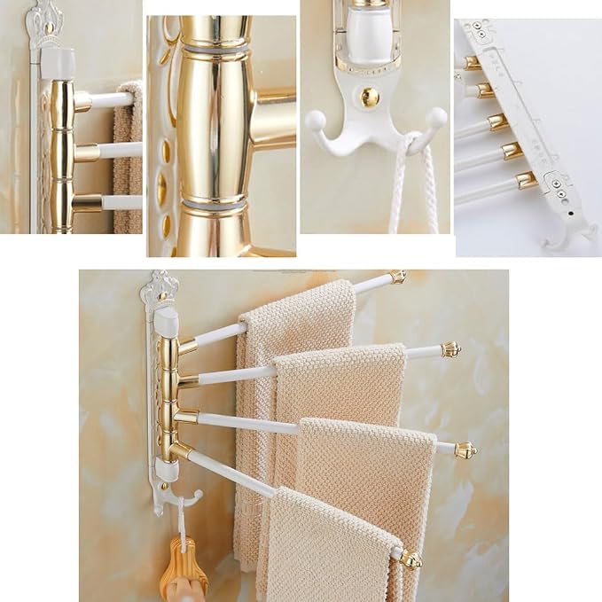 Antique White Swivel Towel Rack Bar Rails - Image 6