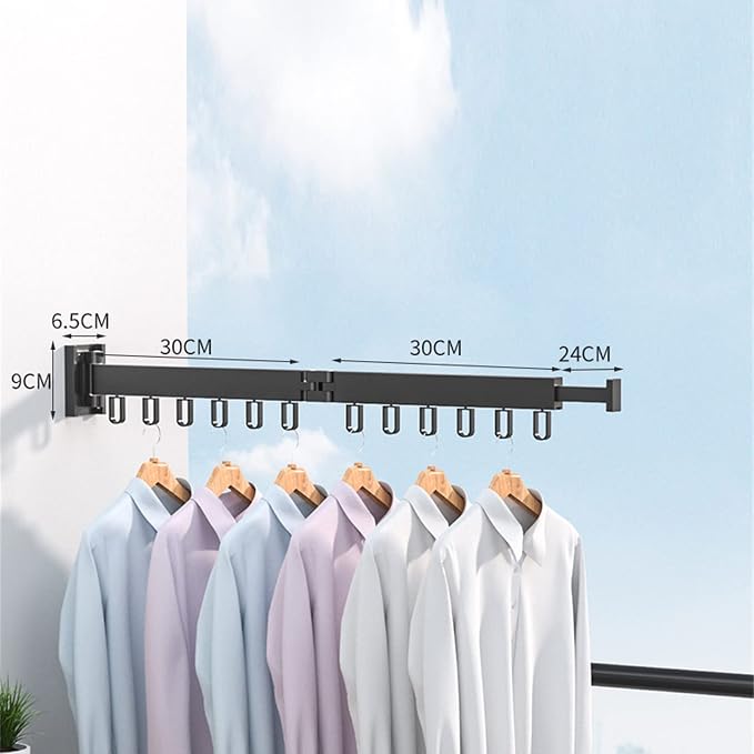 Clothes Drying Rack, Retractable Clothesline Plastic Folding Multi-Head Drying - Image 2