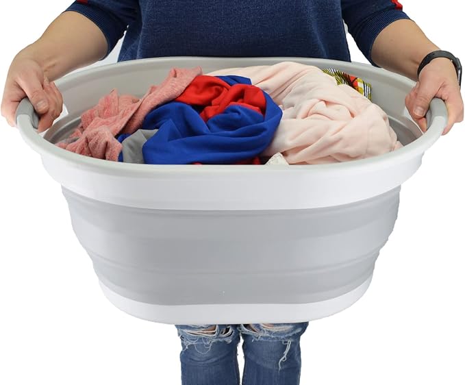SAMMART 28L Oval Collapsible Plastic Laundry Basket - Image 7