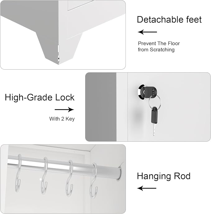 Storage Cabinets with Lock, Slim Broom Closet Storage Cabinet with Doors and - Image 6