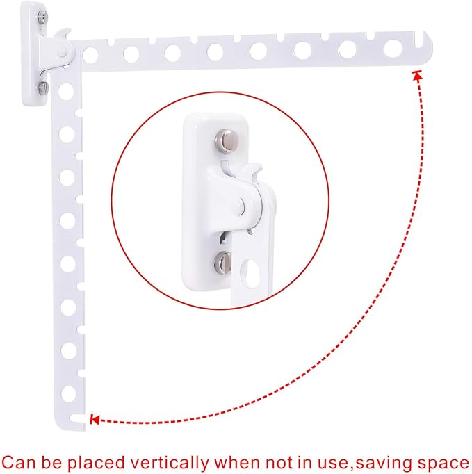 Wall Mount Clothes Hanger Stainless Steels Laundry Hanger Dryer Rack White - Image 5