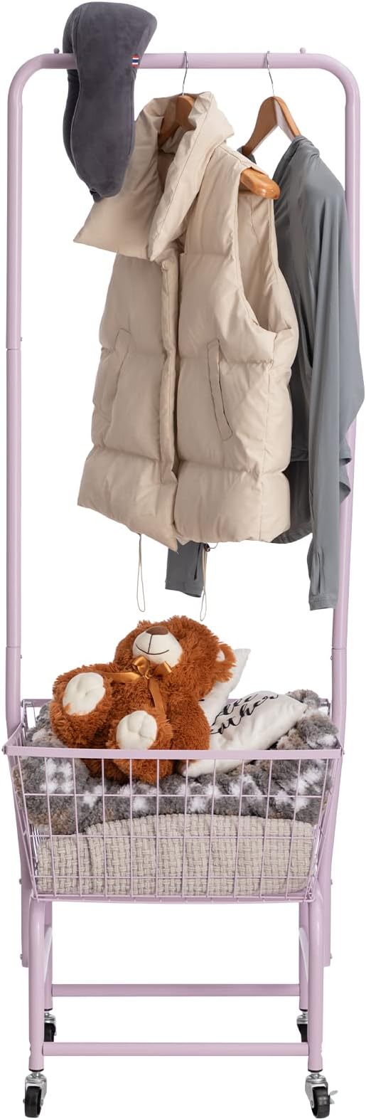 ALIMORDEN Laundry Cart with Clothes Rack, Rolling Laundry Butler with Wire - Image 5