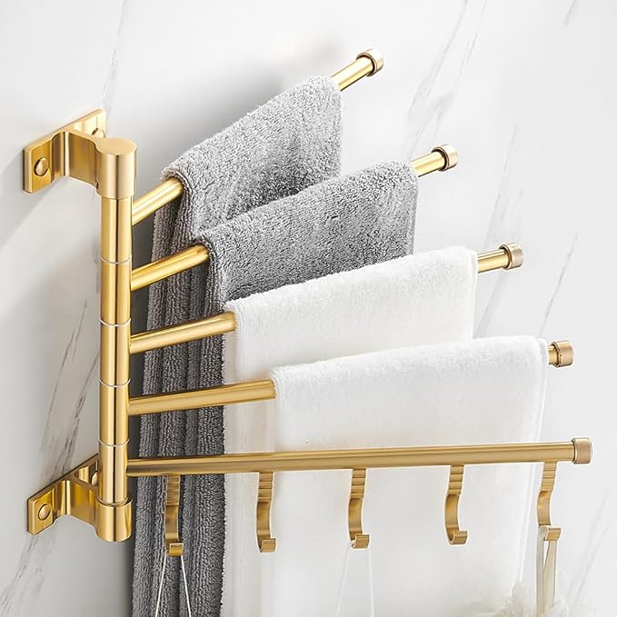 Modern Gold Swivel Towel Rack Bar Rails - Image 3