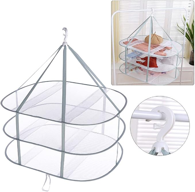 3 Tier Folding Drying Rack, 10Lb Capacity Space Saving Hanging Dryer - Image 7