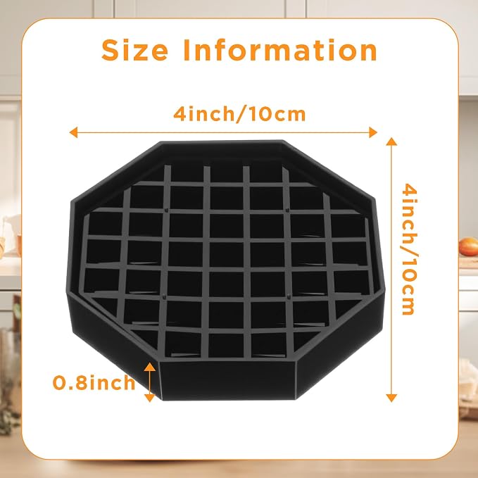 8 Pcs Octagon Drip Tray with Honeycomb Grid, 4 Inch Black Plastic Drip Trays - Image 2