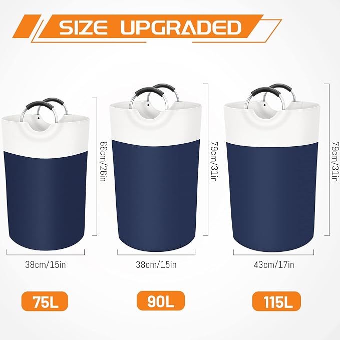 BlissTotes 75L Laundry Basket, Freestanding Laundry Hamper, Collapsible Dirty - Image 2