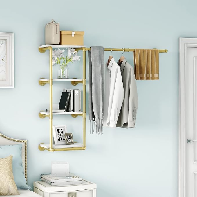Wall Mounted Pipe Clothing Rack - Image 8