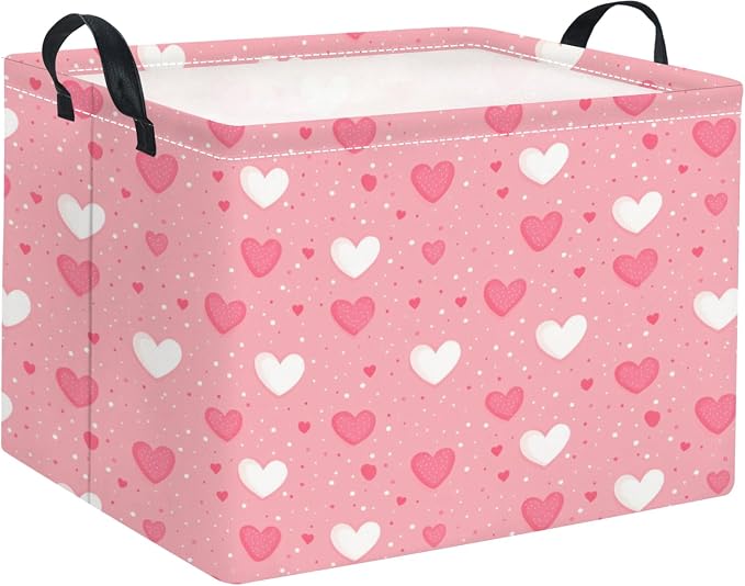 HIYAGON Rectangular Valentines Basket Baby Girl Storage Bin Pink Basket by HIYAGON