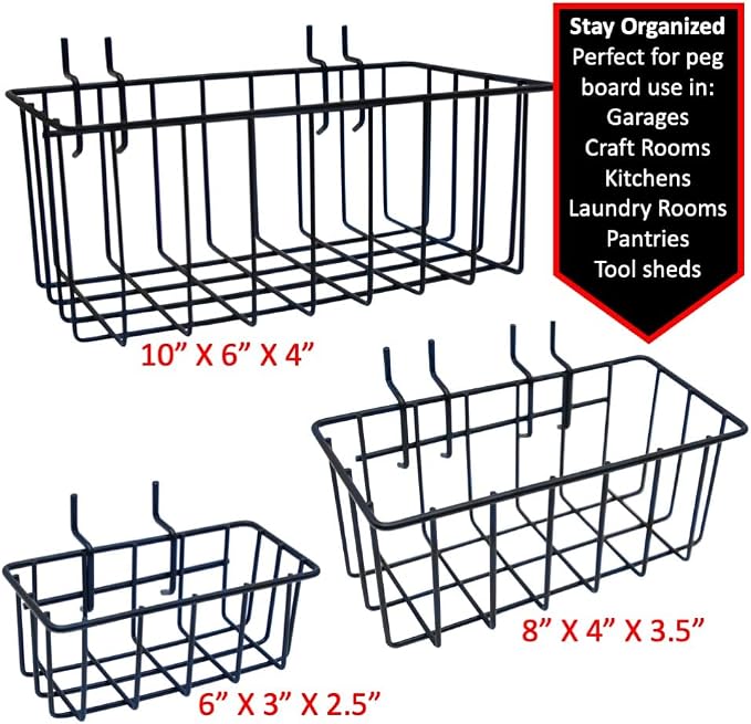 Heavy Duty Peg Board Hook Baskets - Image 3