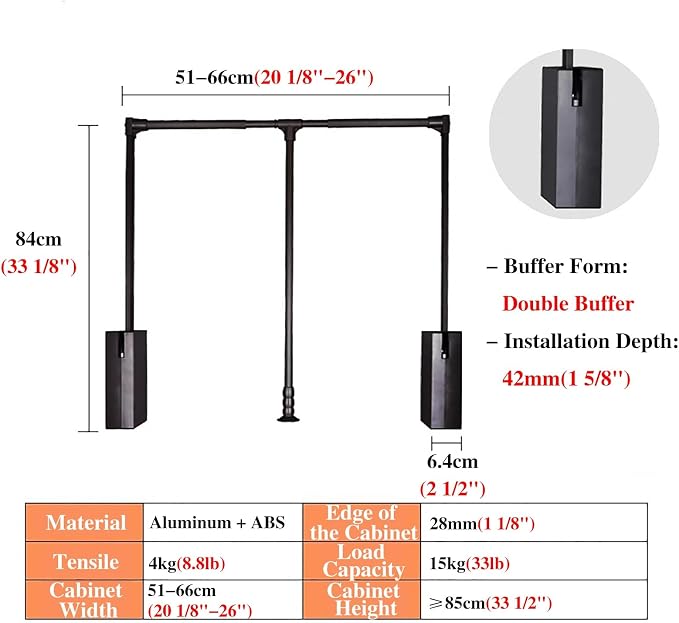 Pull Down Closet Rod for Hanging Clothes, Wardrobe Bracket Metal Pole Holders - Image 7