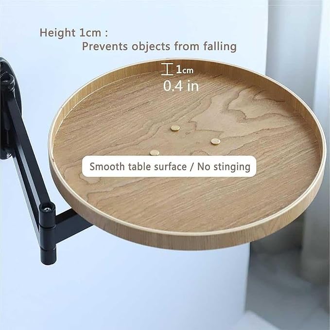 Small Round Wall-Mounted Table, Folding Retractable Coffee Table, Made of Solid - Image 3
