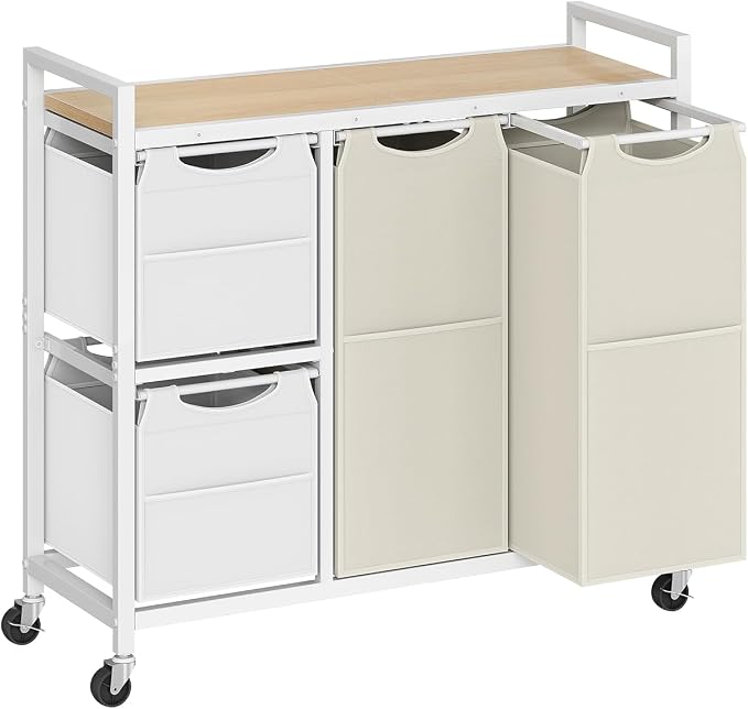 HOOBRO Laundry Sorter with 4 Section, 34 Gal. Laundry Hamper with Wheels by HOOBRO