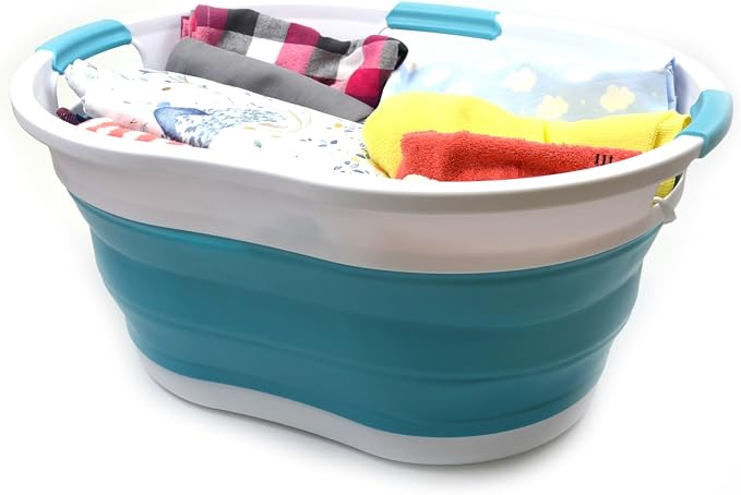 'SAMMART Set of 2-36L Collapsible Oval Laundry Basket-Foldable Storage - Image 4