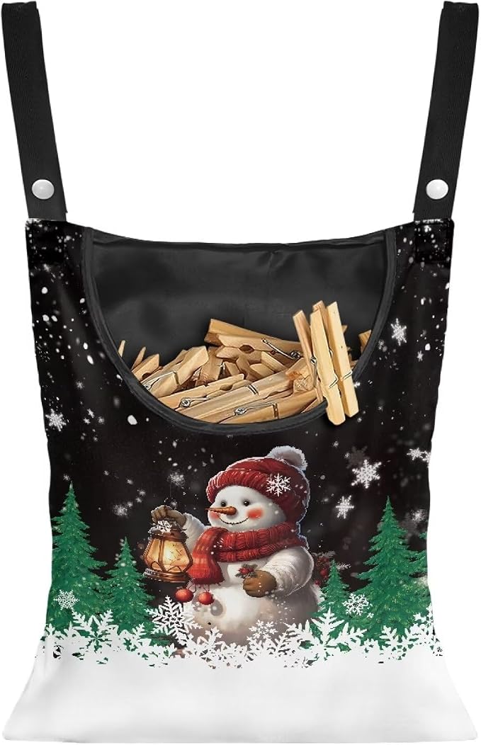 Snowman Hanging Clothes Pin Bag by Psesaysky