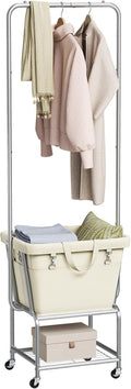 ELYKEN Laundry Cart with Hanging Rack, Rolling Laundry Hamper with Wheels by ELYKEN
