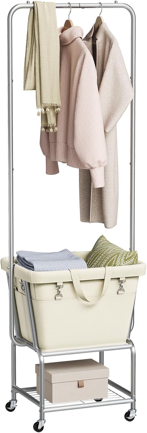 ELYKEN Laundry Cart with Hanging Rack, Rolling Laundry Hamper with Wheels by ELYKEN