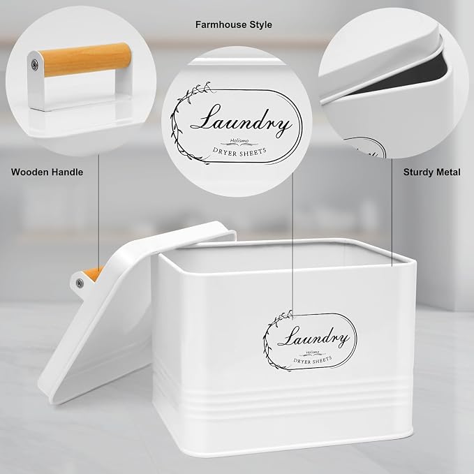 Dryer Sheet Container with Lid for Laundry Room Organization and Storage - Image 3