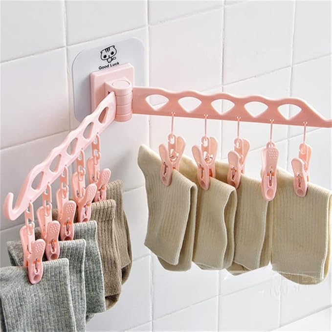 Bathroom Balcony Clothes Clip Multi-Functional rotatable Folding Wall - Image 4