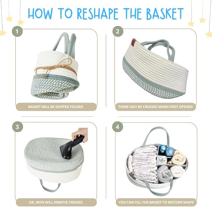 DECOMOMO Baby Caddy Organizer, Diaper Caddy Basket, Baby Baskets - Image 6