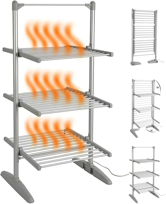 3-Tier Foldable Heated Electric Clothes Drying Rack | 300w Electric Standing by Unknown