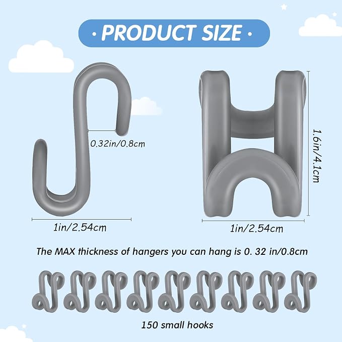 Unittype 150 Pcs Space Saving Hanger Hooks, Clothes Hanger Connector Hooks - Image 2