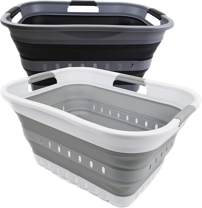 SAMMART Set of 2-30L Collapsible Plastic Laundry Basket by SAMMART