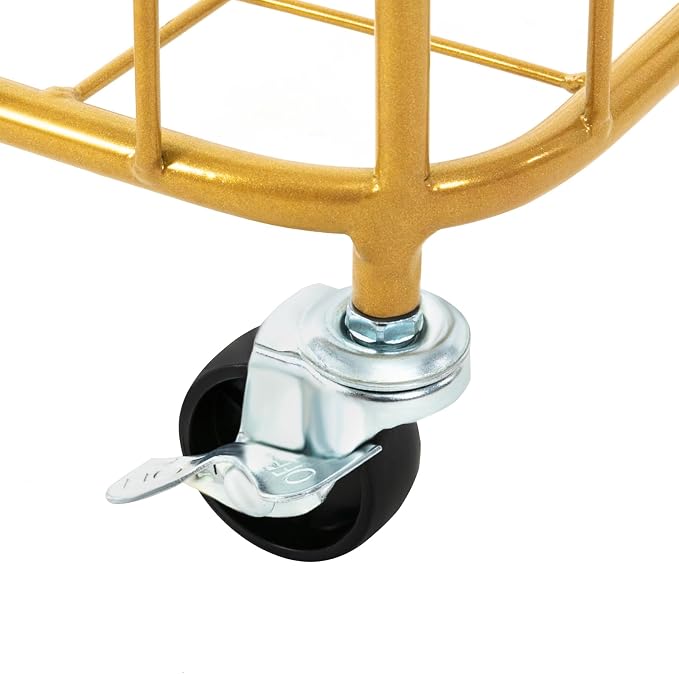 Laundry Basket with Wheels, Metal Railing Storage Cart with Handles, Rolling - Image 6